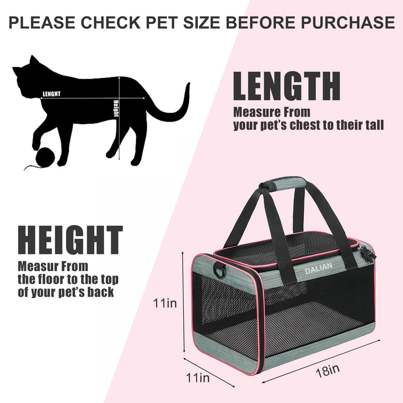 DALIAN Cat,Dog Soft-Sided Carriers,Cat Carrier Airline Approved Pet Carrier,Dog Carrier Soft-Sided Pet Travel Carrier Maximum Pet Weight 18 Pounds - PawsPlanet Australia