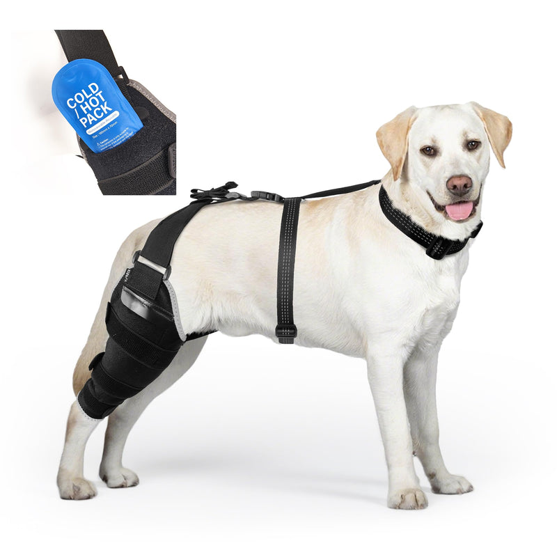 Dog Brace for Back Leg for Support – Breathable Adjustable Dog ACL Knee Brace with Hot/Cold Compress Gel Pack for Arthritis, Swelling & Joint Pain Relief, Right Leg, Size M