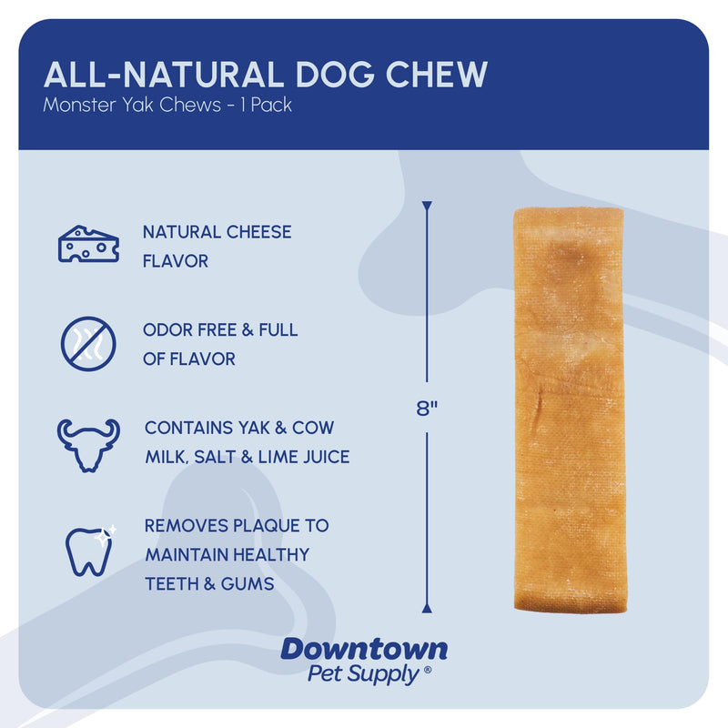Downtown Pet Supply - Monster Yak Cheese Himalayan Dog Chews & Braided Bully Stick Dog Treats - Dog Dental Care & Plaque Remover for Teeth - Rawhide Free Dog Chews - Zinc, Calcium, Vitamin D - 1pk 1 Count (Pack of 1) - PawsPlanet Australia