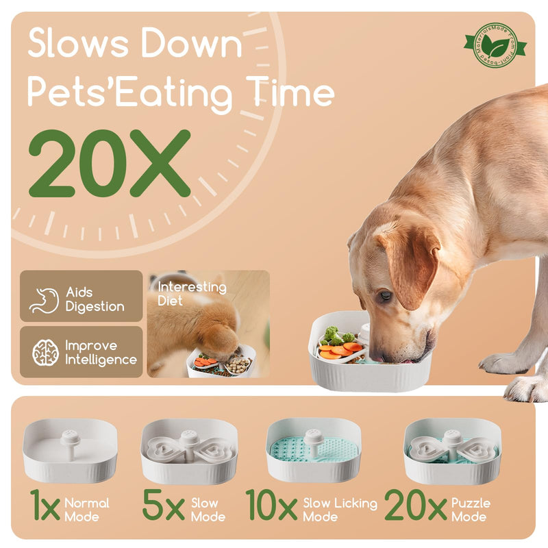 KILIN Slow Feeder Dog Bowls,Dog Slow Feeder Bowl with Lick Mat,Plant-Based Puzzle Maze Dog Food Bowls for Dry,Wet,and Raw Food,Removable Interactive Slow Eating Dog for Small/Medium/Large Breed - PawsPlanet Australia