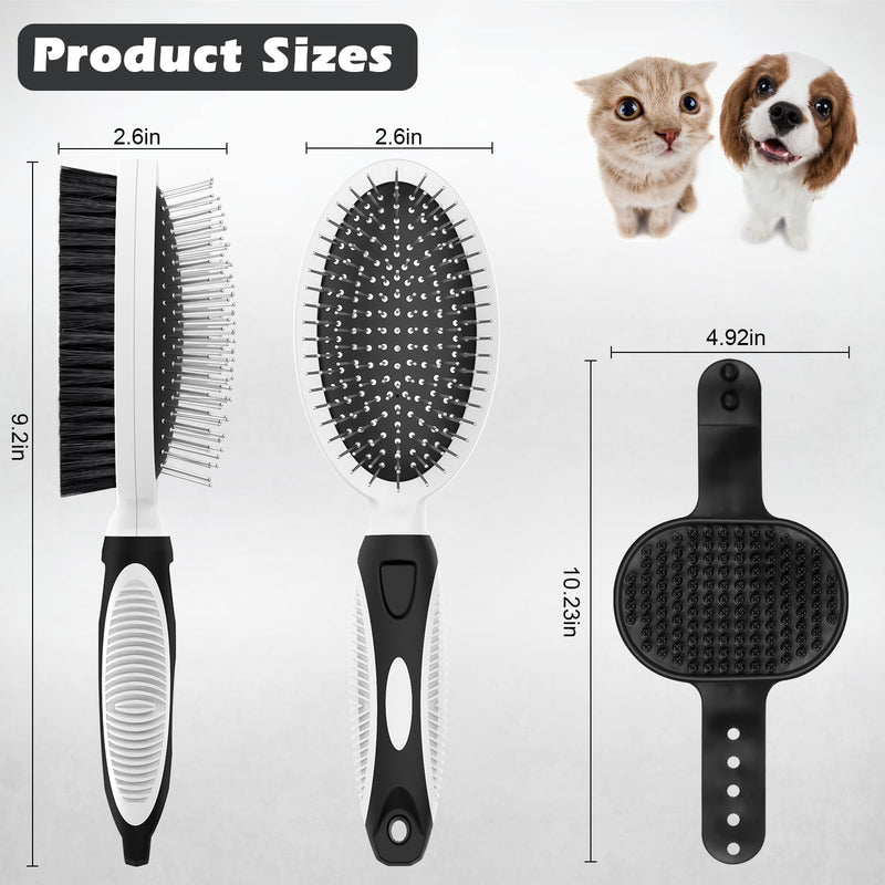 2PCS Pet Grooming Tools - Double-Sided Brush for Shedding and Bathing, Suitable for Short/Long Haired Dogs Cats and Horses, Deshedding Dog Brush, Mane & Tail Combs for Horses - Pet Supplies (White) White - PawsPlanet Australia