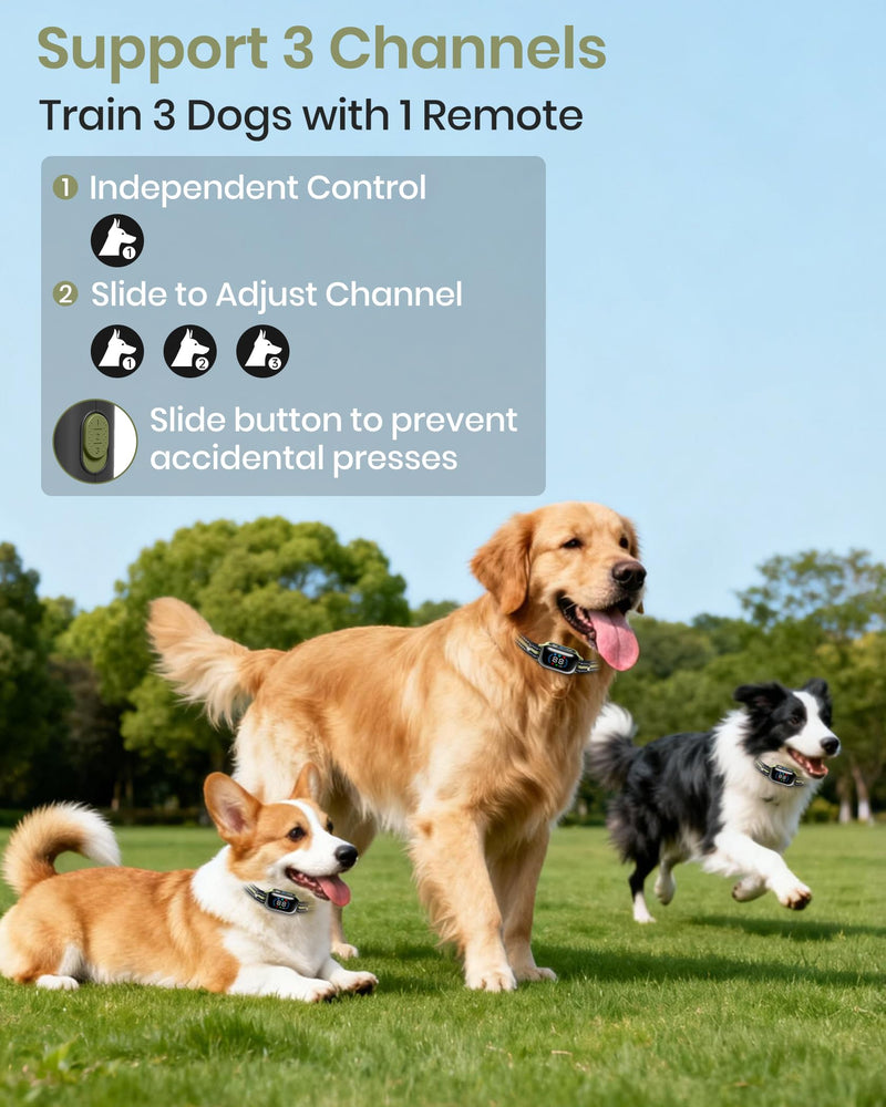 2-in-1 Bark & Shock Collar - Color Screen Dog Training Collar with Beep/Vibration/Shock/Anti Bark 4 Modes, 3300FT E Collar with Remote for Small Medium Large Dogs, IP67 Waterproof Rechargeable Seaweed - PawsPlanet Australia