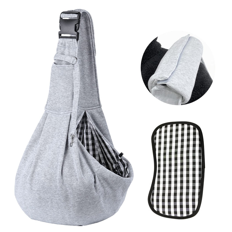 Kanemc Dog Sling Carrier for Small Dogs Cat Puppy Pets Up to 16.5lbs, Comfy Hard Bottom Support, Adjustable Padded Shoulder Strap, Hands-Free Dog Carrier Sling Bag for Outdoor Travel gray - PawsPlanet Australia
