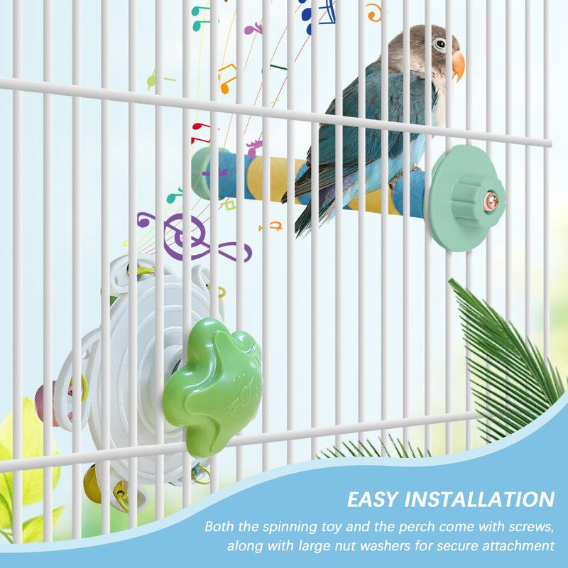La La Pet Spinning Parrot Wheel with Bells 360°Rotating Parakeet Roller Toy Rough-Surfaced Perch Stand Bird Enrichment Toys for Macaw Budgies Cockatiels Lovebirds Conures - PawsPlanet Australia