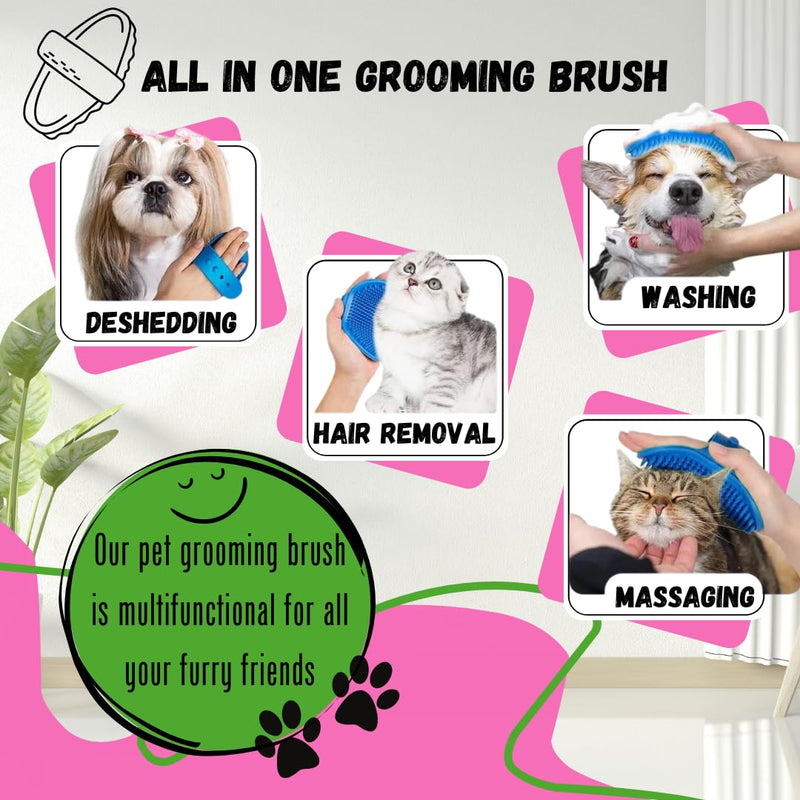 | Dog Bath Brush | 4 PCS Pet Grooming Brush | Pet Hair Removal Brush | Cat Hair Removal Brush | Dog Grooming Bath Brush | Pet Rubber Brush | Pet Silicone Brush | Dog Shampoo Brush - PawsPlanet Australia