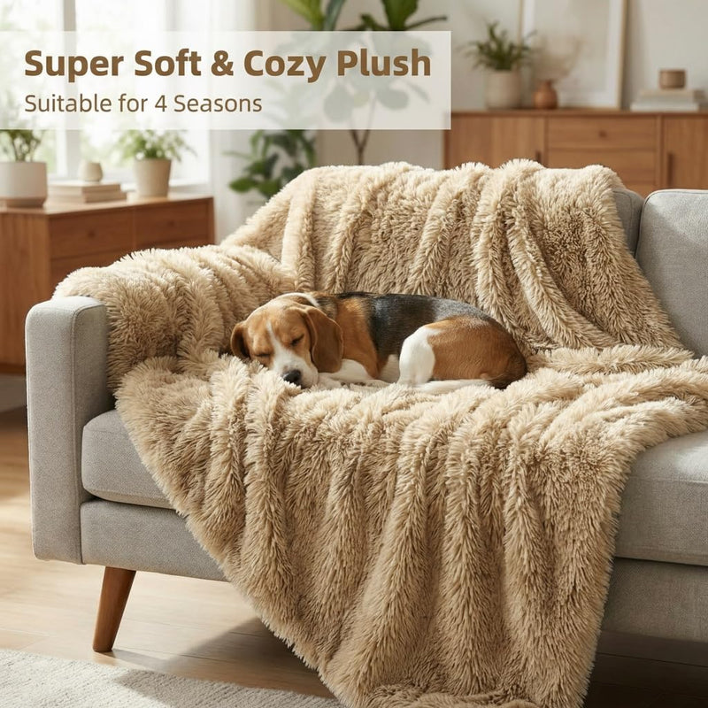 PJYuCien Dog Blankets for Medium Large Dogs Washable - Fluffy Fuzzy Cat Blanket for Couch, Puppy Throw for Furniture with Polyester Fleece, Super Soft Plush for Pet Kitten Doggy, Brown, 50" x 60" 60" x 50" - PawsPlanet Australia