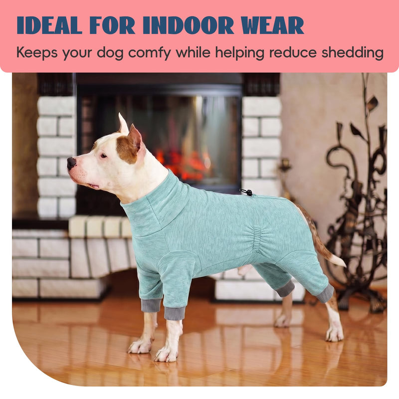 Dog Onesie Pyjamas for Small Medium Dogs, Lightweight Stretch Dog Jumpsuit for Indoor Wear & Sleep, Ideal as Base Layer, Shedding Control & Light Protection Clothing, Heather Blue L