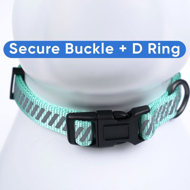 Pawtitas Reflective Dog Collar for Dog and Puppies A High Visibility Collar with Reflective Bands | Adjustable Dog Collar Heavy Duty Perfect for Extra Small and Small Puppies - Teal XS Collar X-Small (Pack of 1)