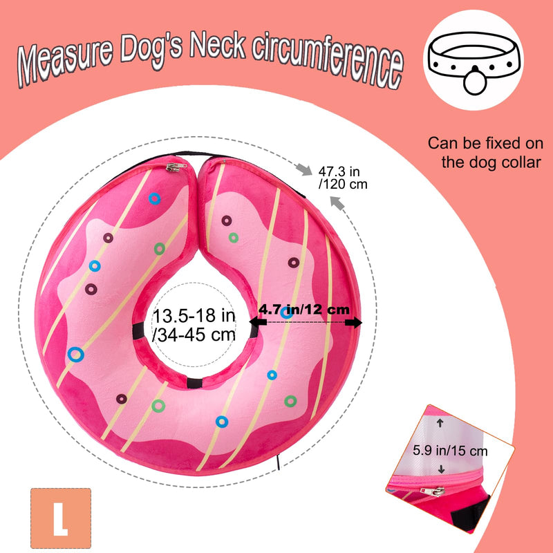 Inflatable Dog Cone Collar for Large Medium Small Dogs, Soft Dog Donut Collar Adjustable Recovery Cone for Pets After Surgery, Extra Enhanced Anti-Licking Guard Shield (Pink Donut, Large) Pink Donut - PawsPlanet Australia