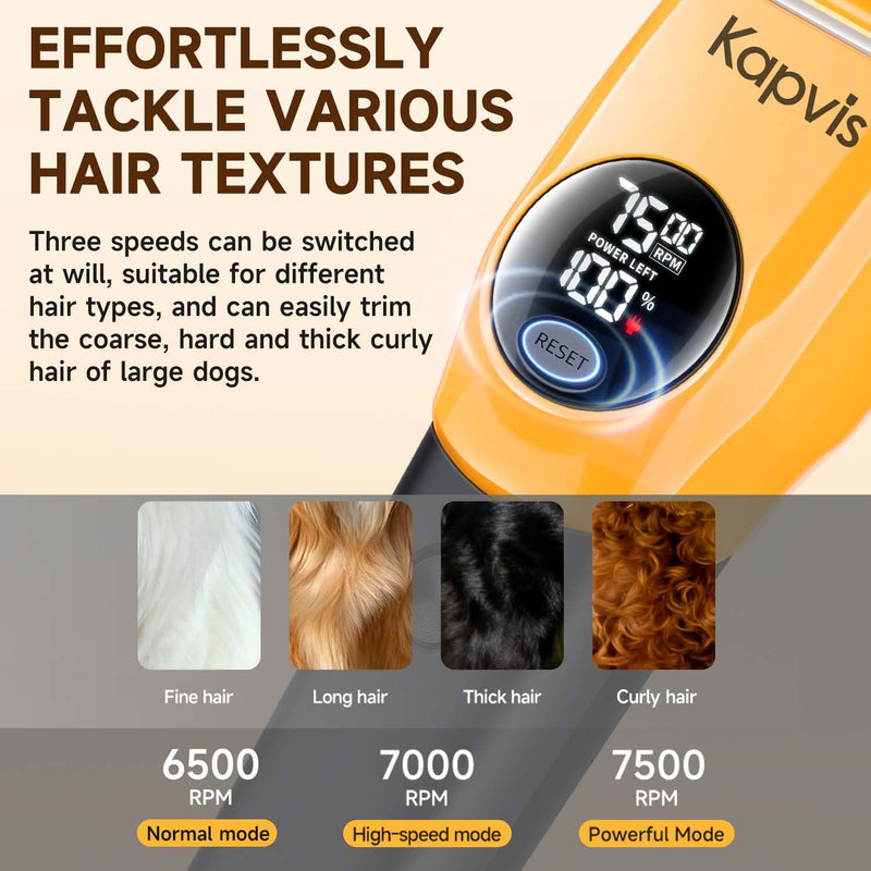 Dog Clippers for Grooming Thick Hair with LED Light,Cat Shaver,and Sheep Shears for Thick/Matted/Knotted/Fine/Curly Hair,Works with or Without Power Cord Orange