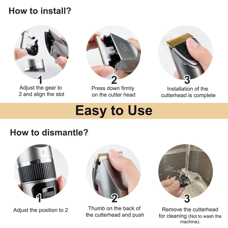 Dog Grooming Clippers Kit, Upgraded Cordless Professional Pet Clippers, Low Noise Dog Trimmer with Ceramic Blades, 7200 RPM Pet Shaver for Dogs Cats with 4 Guide Combs and Nail Kit