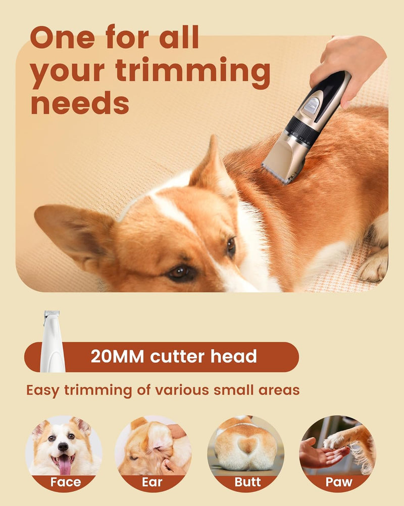 Quality | Professional dog clipper set | Clipper for dogs and cats | Wireless | Rechargeable dog trimmer | For thin and thick fur | short and long haired dogs - PawsPlanet Australia