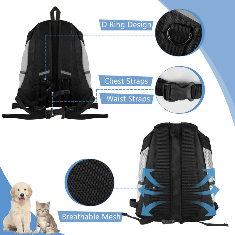 SMONT Dog Backpack Carrier Pet Lightweight Dog Carrier Backpack Small Dog Front Backpack Breathable Dog Carriers for Small Dogs with Safety Belt for Outdoor Hiking Travel Use S (2-7 lbs) Black Small(2-7 Ibs) - PawsPlanet Australia