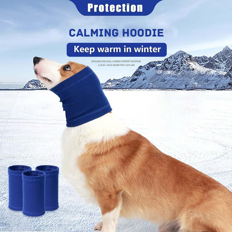 Nanaki Dog Calming Hoodie Quiet Head Cover Sleeves - Ear Covers Hood for Noise Bath, The Grooming and Force Drying Head Protection for Anxiety Relief and Calming Dog Neck and Ear Warmer Small Blue - PawsPlanet Australia