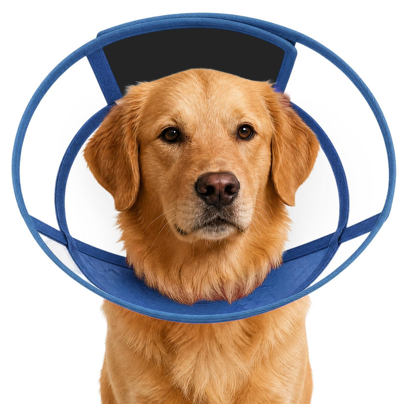 Dog Cone Collar for After Surgery Recovery, Soft Adjustable Elizabethan Collar for Small Medium Large Dogs, Comfortable Anti-Lick Cone for Wound Healing (Blue M) Blue