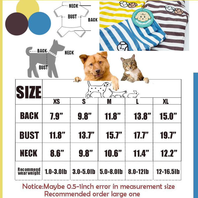 Turtleneck Dog Sweater Cute Doggie Embroidery Super Soft Dog Sweatshirt Dog Shirt Stretchy Striped Puppy Pullover for Cats Small Medium Large Dog(X-Large, Yellow Striped) X-Large - PawsPlanet Australia