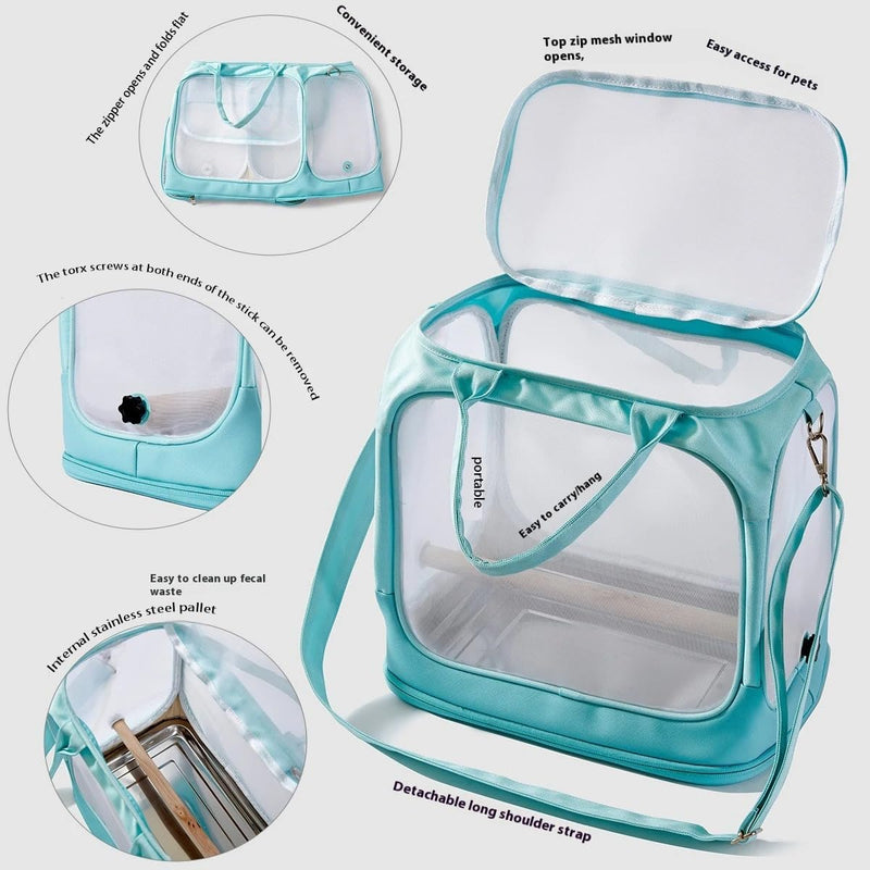 Parrot go Out Portable Bird Bag Oxford Cloth Clear pet cage Foldable pet Go Out Bird Bag (Green) Green - PawsPlanet Australia