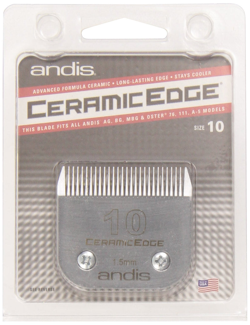 Andis – 64315, Ceramic Edge Detachable Pet Clipper Blade – Carbon-Infused Steel with Sharp Cutting Tech, Runs Cooler & Stays Sharper, Resists Rust & Heat, Size-10 - Fits AG, AGC & BDC Series, Chrome 10 (Pack of 2) - PawsPlanet Australia