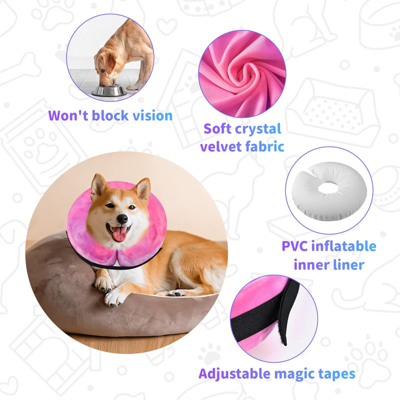 Dog Cone, Y-blue Cone Collar Inflatable Dog Neck Collar Recovery E-Collar Alternative, Cat Donut Collar After Surgery for Dogs and Cats(Rose Purple, S) Small Rose Purple