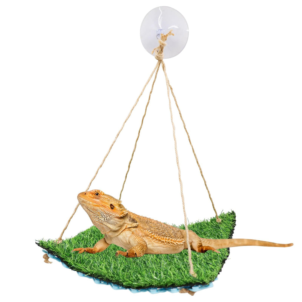 Bearded Dragon Hammock, Bearded Dragon Bed, Artificial Plant Lizard Swing Toys, Reptile Habitat Decor, Tank and Aquarium Accessories for Hermit Crab Chameleon Birds Rats Hamster