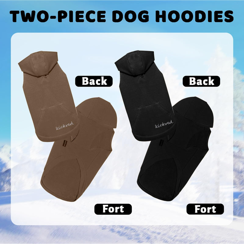 2 Pieces Basic Dog Hoodie, Soft & Comfy Dog Puppy Sweatshirt, Superior Comfort and Fit Doggy Security Hoodies Jumpsuit Sweater with Leash Hole and Pocket, Black & Brown/Sleeveless (Medium) Medium - PawsPlanet Australia