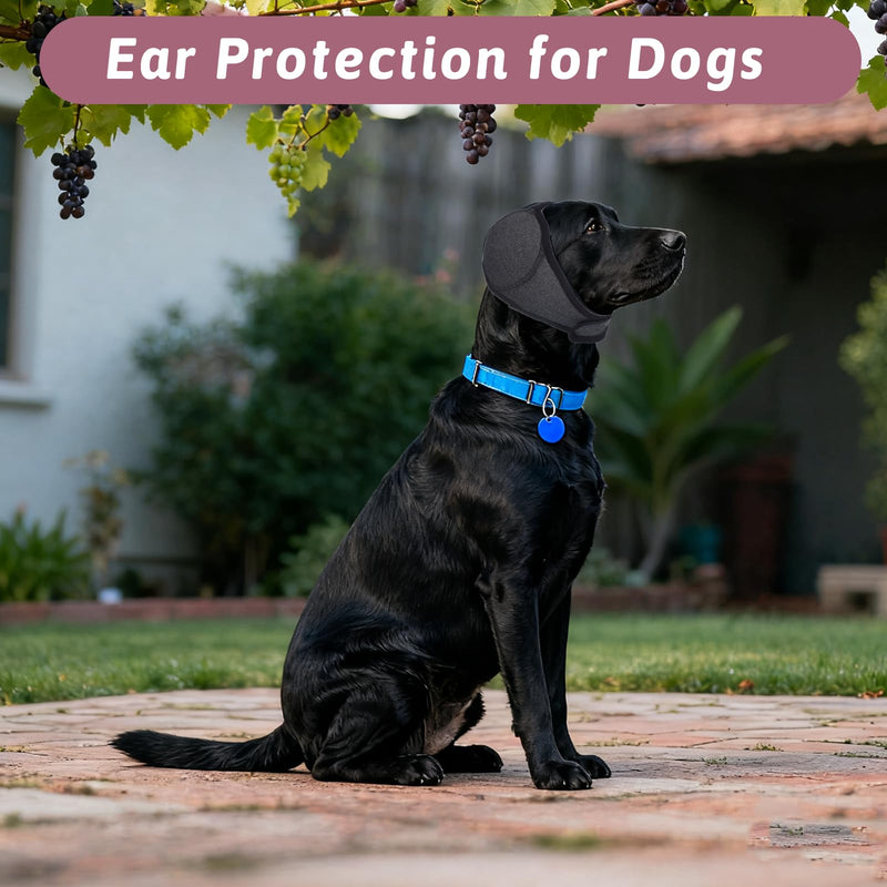 InnoHHustle Dog Ears Cover, Noise Protection Cover Waterproof Snoods Adjustable Dog Ear Muffs Dogs Quiet Calming Hood Ear Head Wrap for Noise, Bath, Grooming, Anxiety Relief (Gray, Large)