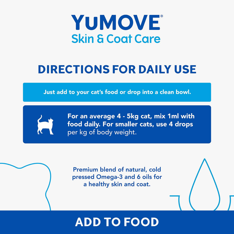 YuMOVE Skin & Coat Care Moulting for All Cats |Previously YuDERM Moulting Cat | Coat and Skin Supplement for Cats with Dry or Dull Coats | 50ml | Packaging may vary 50 ml (Pack of 1) - PawsPlanet Australia