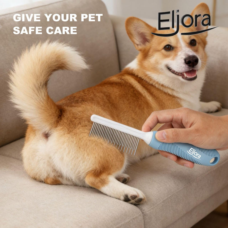 Premium Pet Grooming & Dematting Comb – Stainless Steel Teeth, Comfortable Non-Slip Grip, Gentle & Effective for Short and Long-Haired Dogs and Cats
