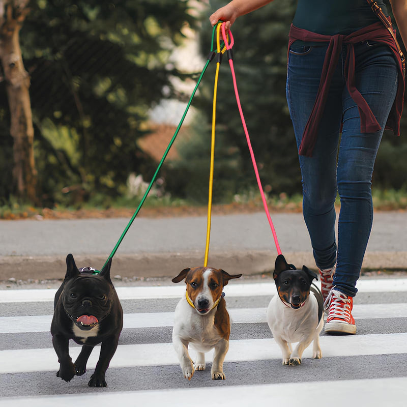 6-Piece Premium No-Pull Dog Slip Leads 4.6ft Adjustable, Pastel Hues (Yellow/Pink/Green/Lt Pink/Blue/Orange) - Easy On/Off, No Collar Needed, Vibrant for Small/Medium Dogs (Walking/Training) - PawsPlanet Australia