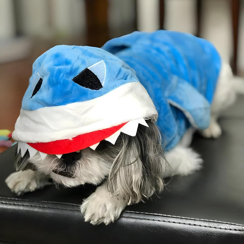 NACOCO Dog Shark Costume Cute Pet Clothes Halloween Holiday Coat Hoodie for Cats and Dogs (Blue, S) Small Blue shark