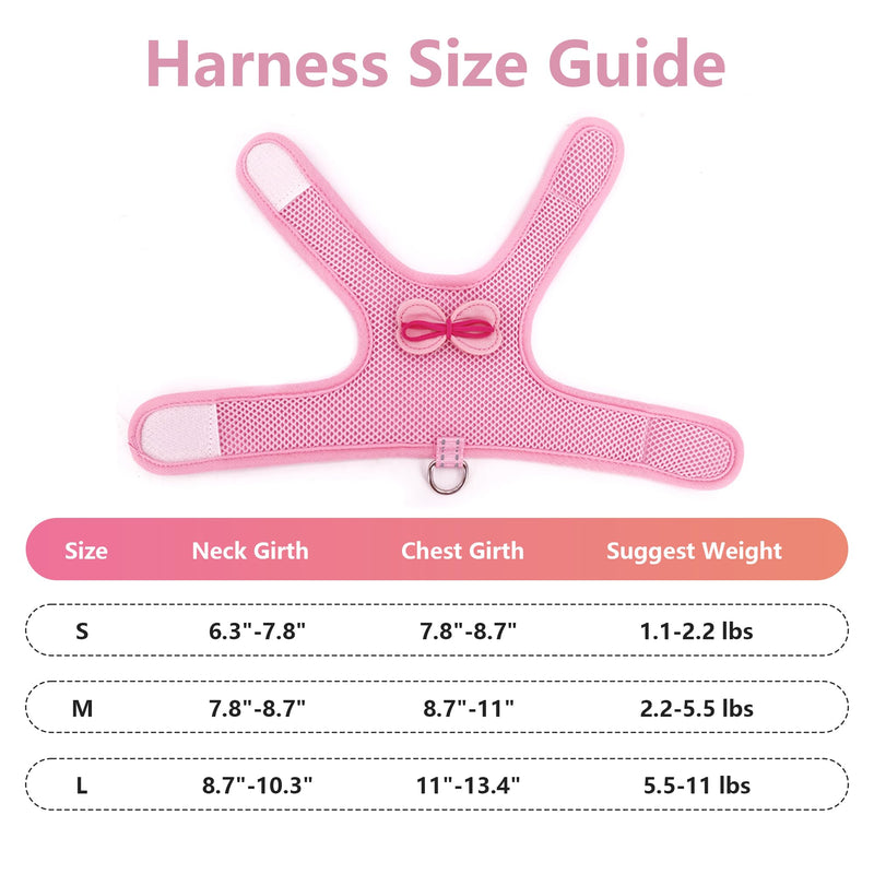 AIITLE Bunny Harness and Leash Set, Soft Breathable Mesh Vest Harness with Cute Bow for Rabbits Kitten Ferret Small Pig Puppy Walking Supplies Pink M Medium - PawsPlanet Australia