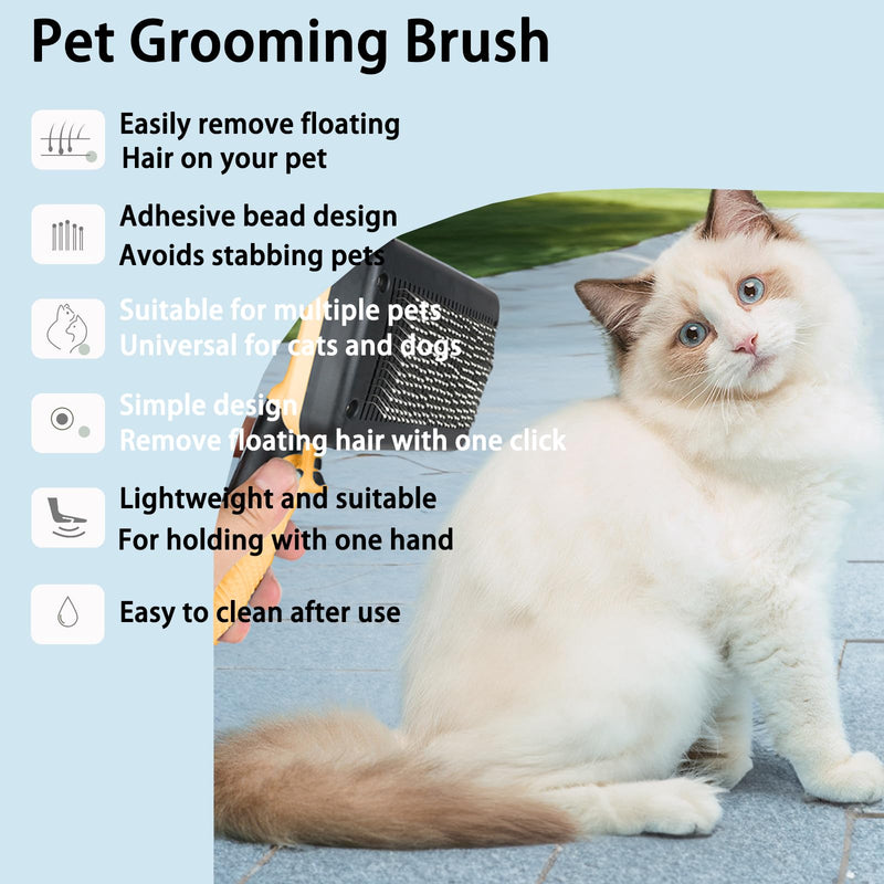 Self cleaning slicker brush for dogs and cats, skin-friendly grooming cat brush, easy-to-clean dog hair brush, depilatory brush, hair brush puppy brush, pet cleaning accessories (Yellow) Yellow - PawsPlanet Australia