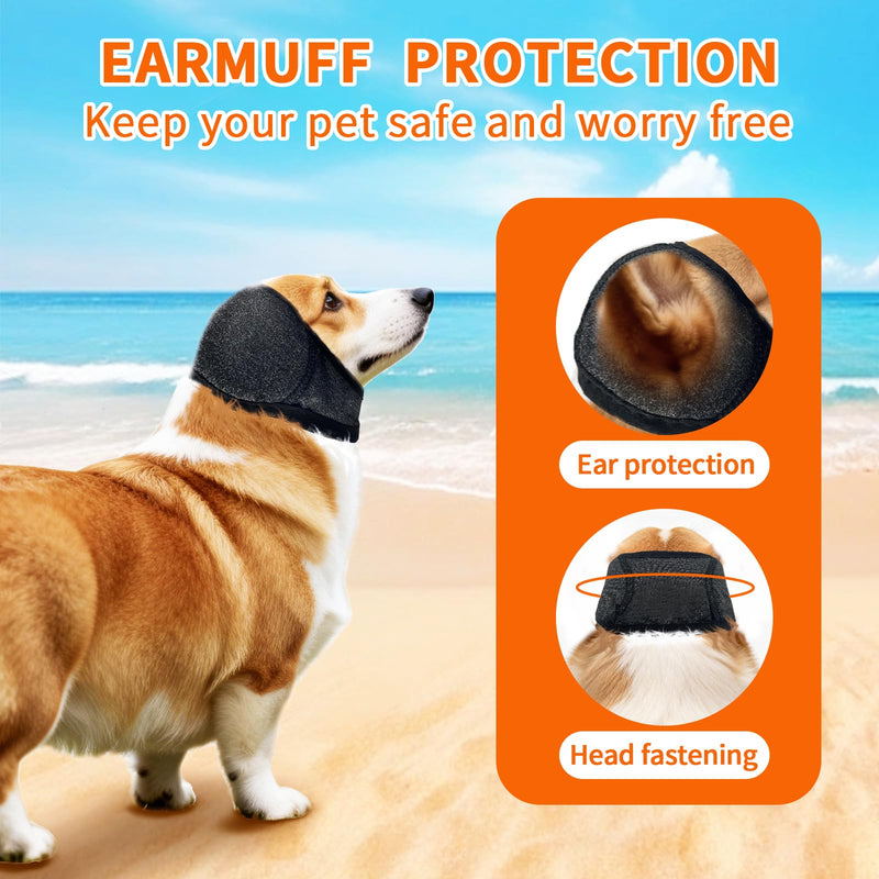 NEW Dog Ear Muffs Noise Protection Anxiety Relief for Fireworks Thunder, No Flap Ear Wrap Ear Covers for Bathing Swimming Grooming, Waterproof Elastic Adjustable Dog Snood Comfortable & Quiet(Grey, L) 1-Pack: Try It First
