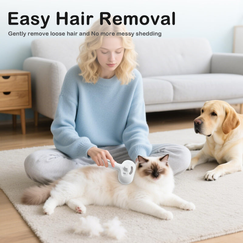 Steam Slicker Brush Pet Shedding Hair-Spray Brushes for Grooming and Desheding, Indoor Detangler for Cats and Dogs,4 in 1, Suitable for Long and Short-Haired, Effectively Removes Loose Fur (White) - PawsPlanet Australia