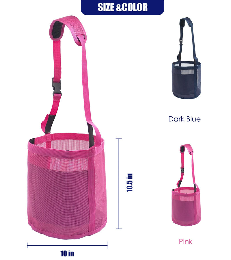 Horse Feed Bag for Grain - Heavy Duty Mesh Horse Feeder with Adjustable Strap,Comfort Neck Pad,Nose Pad Horse Muzzle (Medium,1Blue+1Pink) 1Blue+1Pink - PawsPlanet Australia