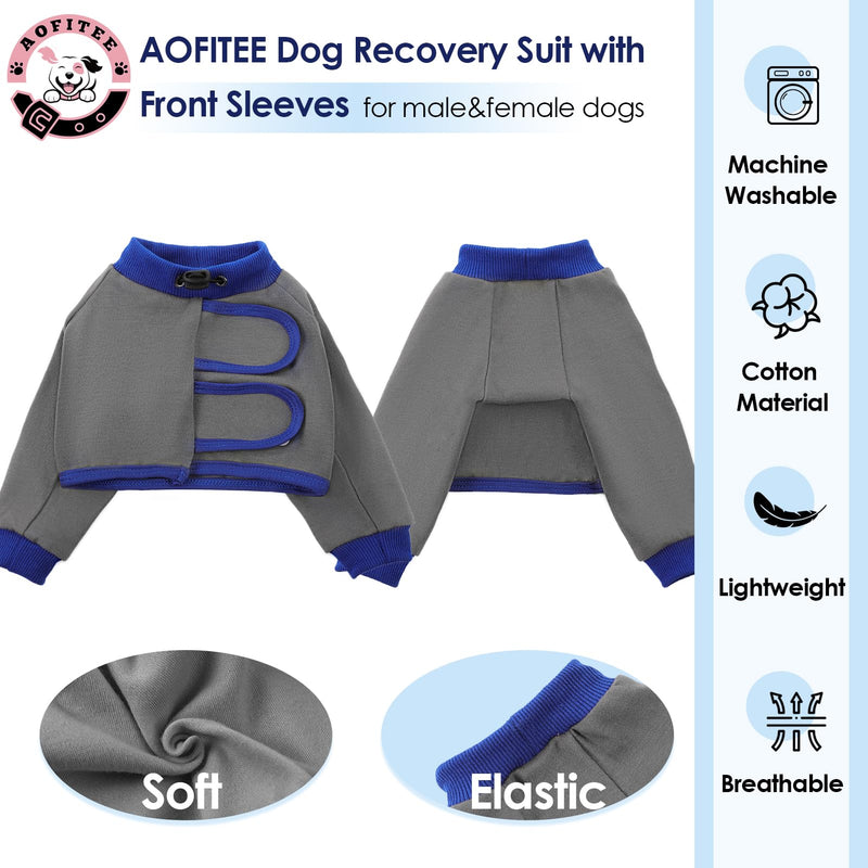 AOFITEE Dog Surgery Recovery Suit, Breathable Dog Front Recovery Sleeve Right Left Leg, Prevent Licking Dog Elbow Brace Protactor for Male Female Dogs, Dog Sleeves for Joint Pain Dog Cone Alternative Small Grey - PawsPlanet Australia