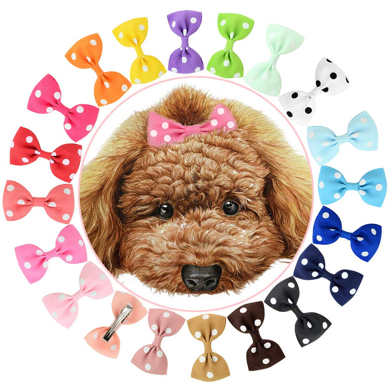 YOY 20 Adorable Pet Dog Hair Bows with Clips & 1000 Rubber Bands & 1 Steel Grooming Comb Set for Groomer,Puppy Top Knot Bowknot Doggy Ponytails Braids and Dreadlocks Cat Kitty Accessories 20 Bows 1000 Bands-F - PawsPlanet Australia