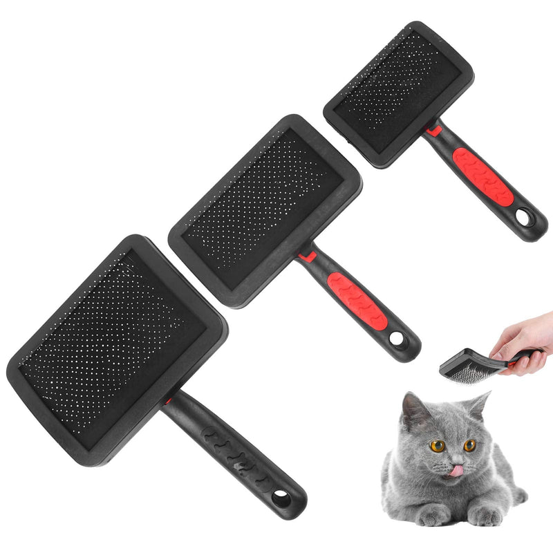3 Pcs Cat Slicker Brush, Portable Cat Dog Slicker Brush Pet Cat Grooming Brush Massage Comb Set Accessory Easy to Use for Long Short Haired Dogs Cats - PawsPlanet Australia