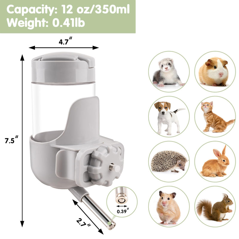 Depets Guinea Pig Water Bottle No Drip, 12 oz Small Animal Water Bottle for Rabbit Hamster Rat Ferret Kitten, Top Refill Cage Water Bottle with Screw Fastener - PawsPlanet Australia