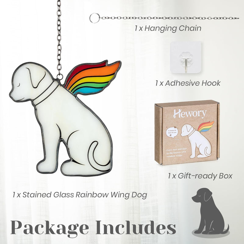 Hewory Loss Dog Sympathy Gifts: Dog Memorial Gifts for Loss of Dog Sympathy Gift Stained Glass Window Hanging, Pet Bereavement Rainbow Wings Dog Passing Away Remembrance Memory Ornament for Dog Lovers - PawsPlanet Australia