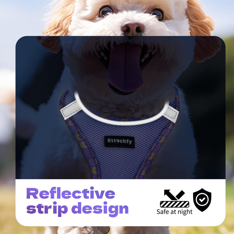 Rttochfy Small Dog Harness, Soft and Reflective Puppy Harness, Dog Harness and Leash Set for Small Size Dogs Training, Walking (Purple S) S (Chest:14"-15.5") Purple - PawsPlanet Australia