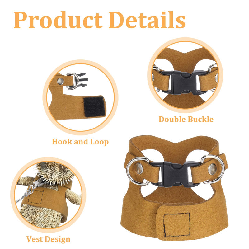 3 Pcs Bearded Dragon Harness and Leash Set Lizard Reptile Walking Leash Adjustable Soft Leather Vest Small Walking Vest Accessories with Traction Rope for Training Lizards Other Small Reptiles - PawsPlanet Australia