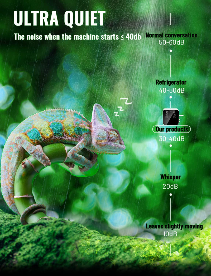 Reptile Mister Automatic, Quiet Reptile Misting System with Timer, Reptile Fogger Humidifiers with Fine Water Mist Nozzles, Terrarium Mister Humidifiers with Water Shortage Protection 2nd Gen Touch Version - PawsPlanet Australia