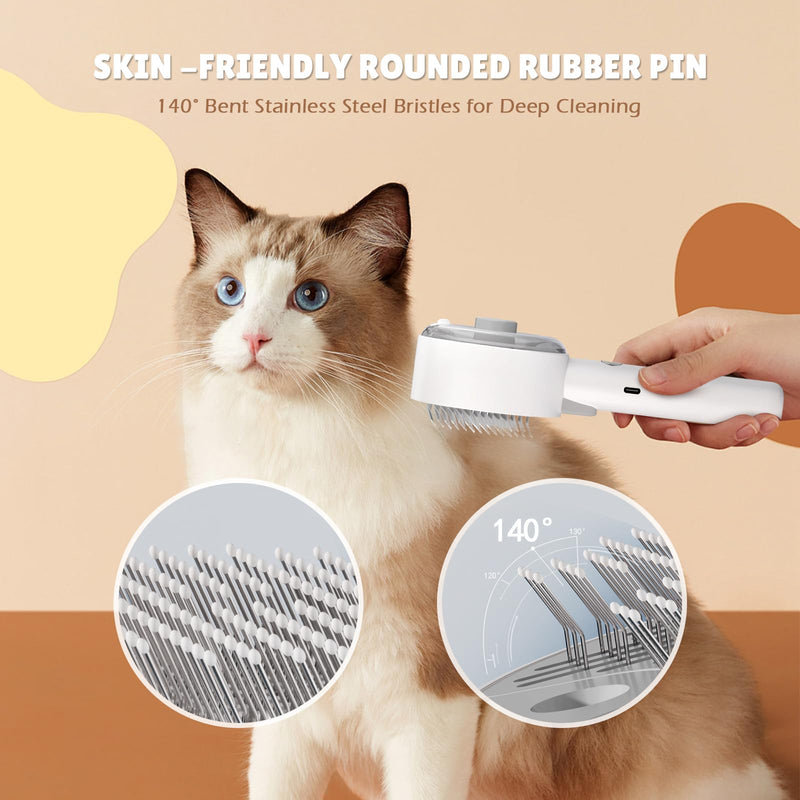 Cat Brush for Short Haired Cats & Long Hair Cat Steam Brush with 2 Water Spray Modes Self-Cleaning Dog Combs for Grooming Pet Steam Brushes with Release Button for Kitten Rabbit Gray - PawsPlanet Australia
