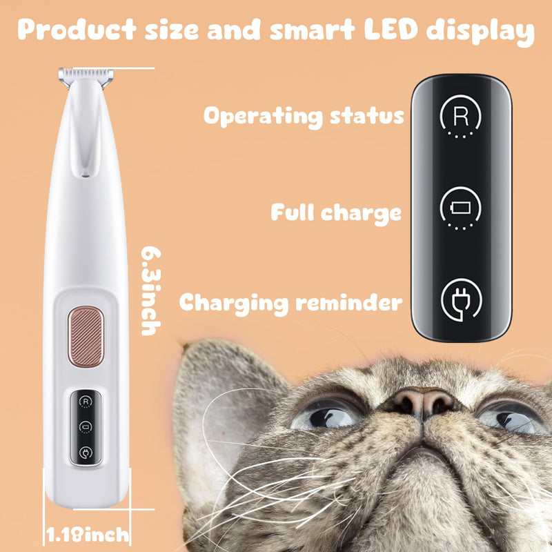Dog Paw Trimmer,Pet Micro Precision Trimmer for Paws,Cordless Dog Clipper with Led Light,Paw Trimmer for Dogs Cats,USB Rechargeable Low Noise Dog Grooming for Paws,Face,Ears,Eyes,Hair - PawsPlanet Australia