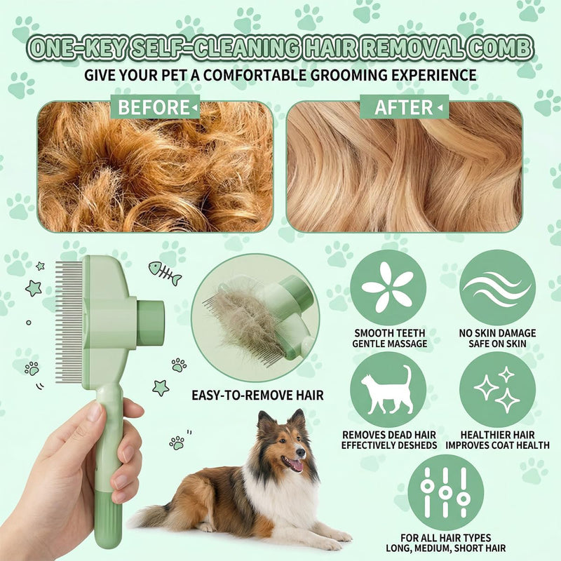 2 PCS Dual-Sided Flea Comb for Dogs & Cats, Stainless Steel Teeth De-shedding Brush | Effective Pet Grooming Tool for Shedding Control | Cat, Dog Brush for Indoor Pets