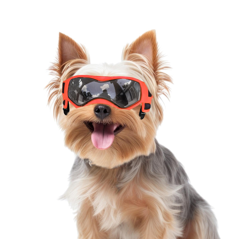 Dog Goggles Small Breed, Dog Sunglasses Small Breed Dog Eye Sun Light Protection, UV Protection Goggles for Dog with Adjustable Straps, Small Orange