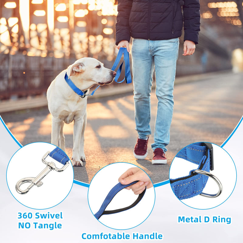 6 Sets Reflective Dog Leash and Collar Set, Nylon Leashes Adjustable Dog Collar Heavy Duty Padded Handle Leash for Small Medium Large Dogs Walking Training(Stylish Color) Stylish Color - PawsPlanet Australia