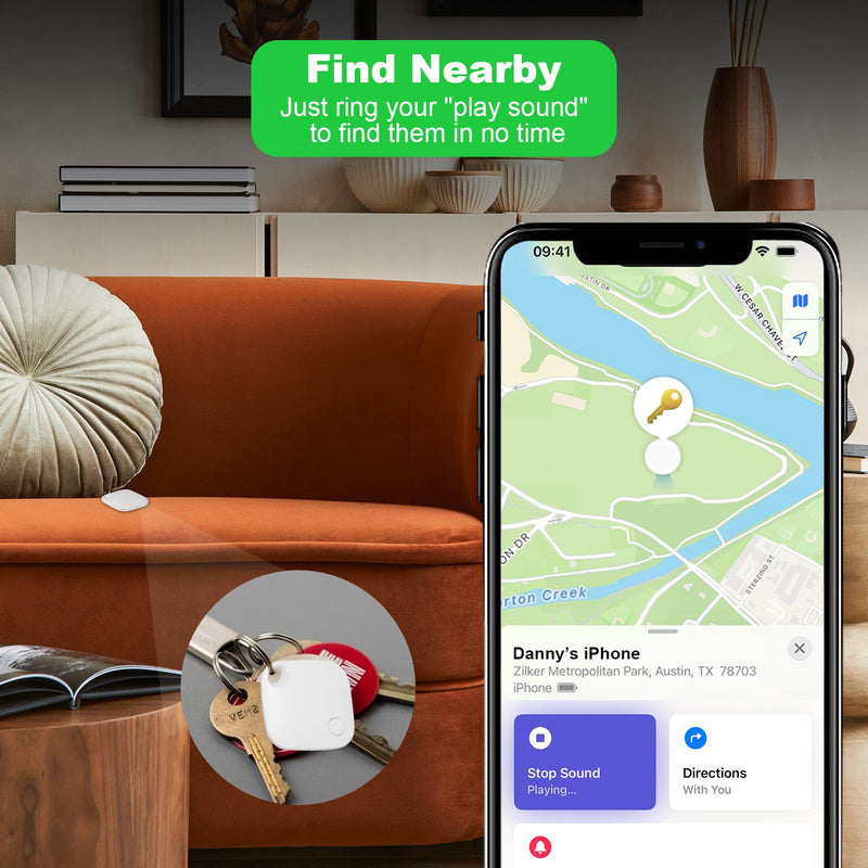 AURTEC Smart Air Tracker for Pets, Vehicles, Keys & Luggage - Compatible with Apple Find My App (iOS Only), Real-Time Global Location Tracking, Long Battery Life, Geo-Fencing, White 1 Pack - PawsPlanet Australia