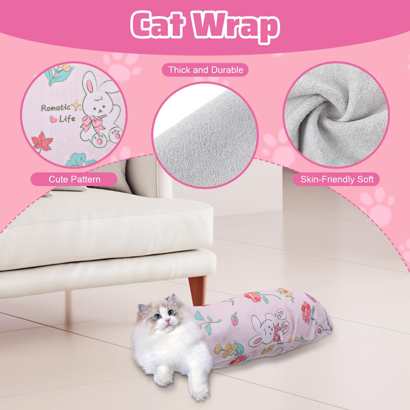 13.78 Cat Grooming Wrap Self-Adhesive Cat Wrap for Cutting Nails Cat Burrito Wrap to Anti-Runaway Scratch Bitten Cat Swaddle Wrap Blankets for Indoor Cats Rabbit Style - PawsPlanet Australia